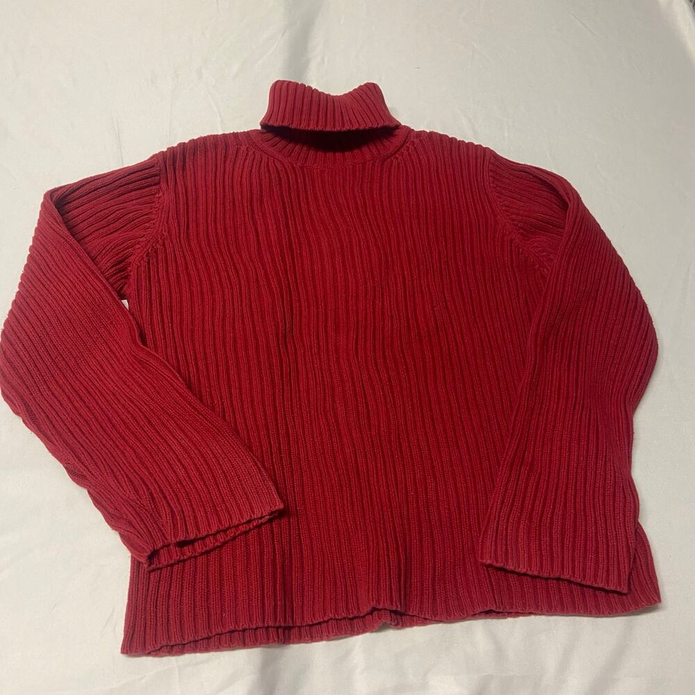 Old Navy Sweater Chunky Turtleneck Vintage Y2k 1990's Ribbed XL 100% Cotton